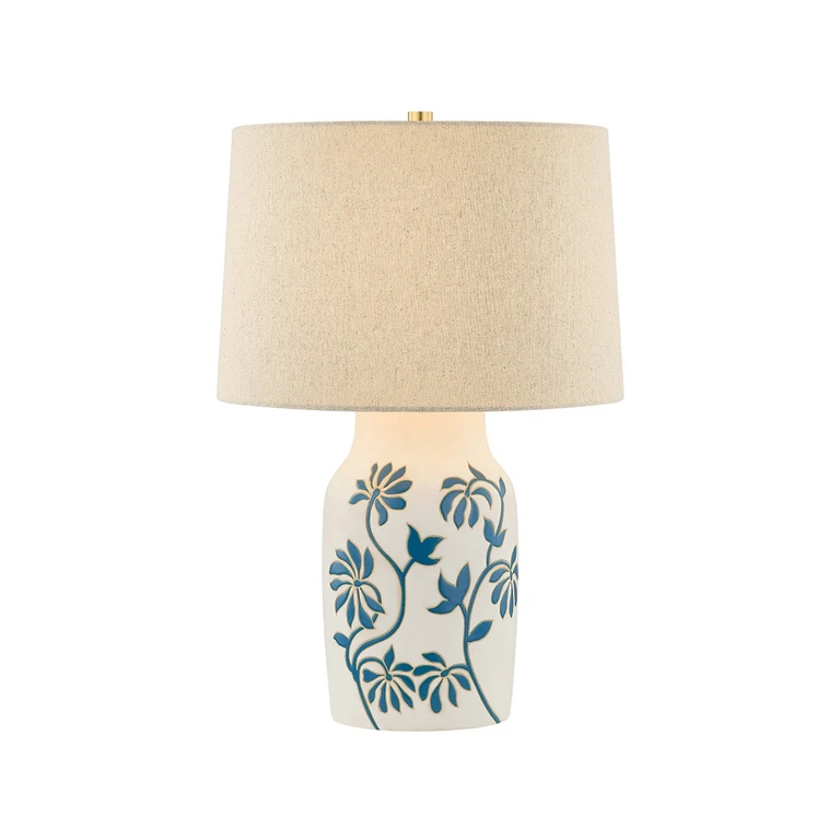 Aged Brass Table Lamp from the Yazmeen Collection