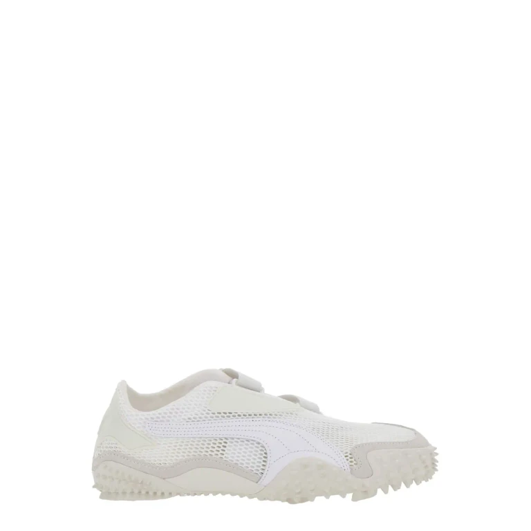 Puma Mostro White Low Top Sneaker With Logo On Heel And Mesh Inserts In Fabric Unisex