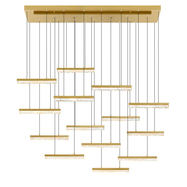 Brass LED Chandelier from the Stagger Collection