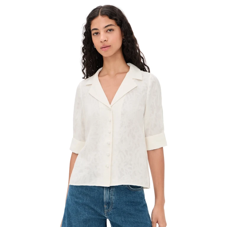rag & bone Carmella Short Sleeve Top CRM XS