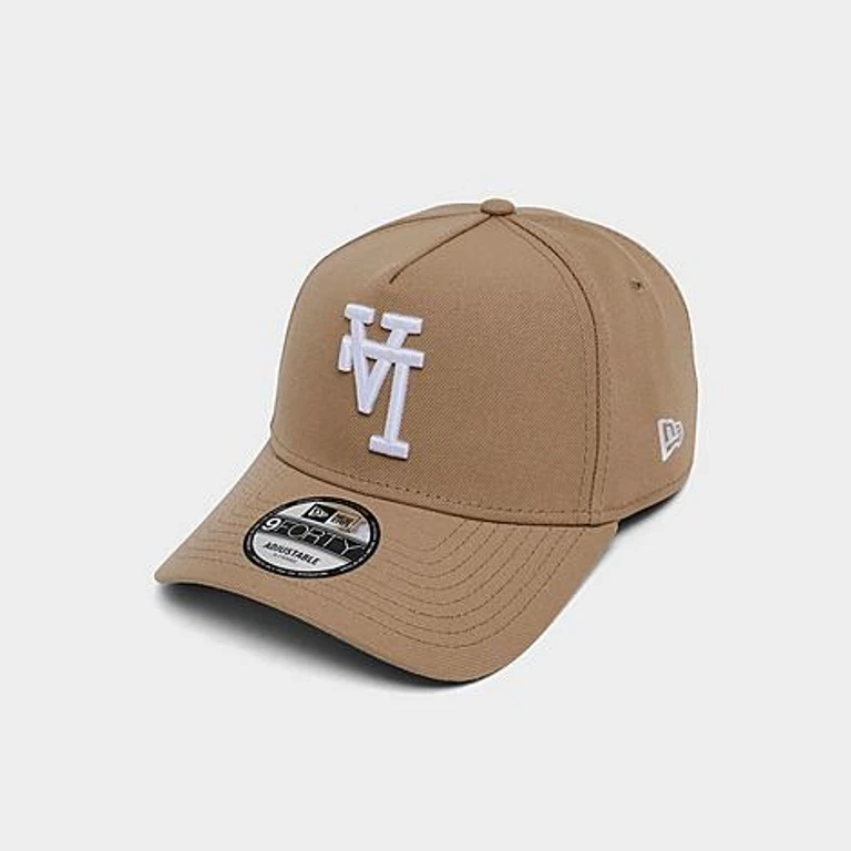 New Era Los Angeles Dodgers MLB Upside Down 9FORTY Snapback Hat in Khaki/White