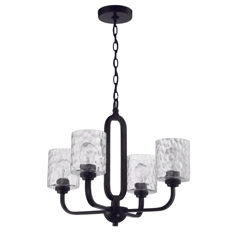 Flat Black Four Light Chandelier from the Collins Collection