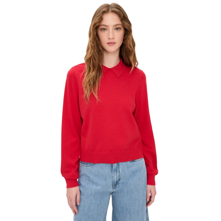 Splendid Phoebe Polo Sweater Rouge M