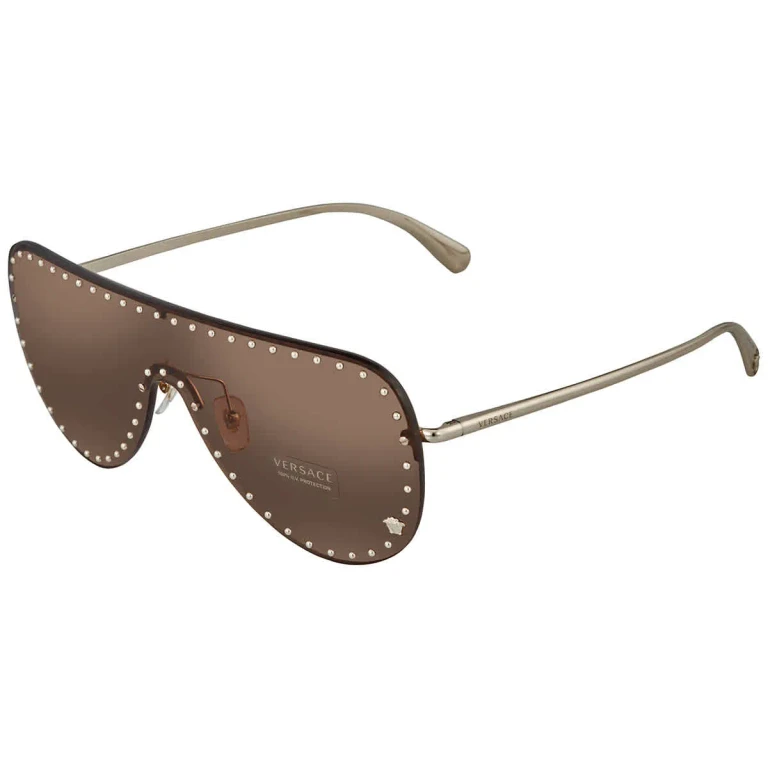 Versace Dark Brown Shield Ladies Sunglasses VE2230B 125273 45