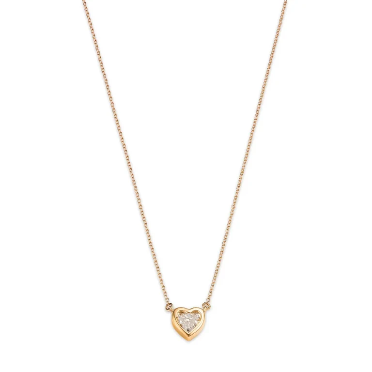 14K Yellow Gold Lab Grown Diamond Heart Pendant Necklace, 16-20