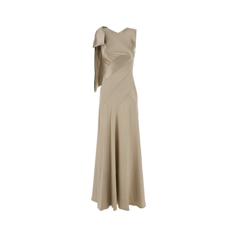 Maison Margiela Sand Satin Long Dress Beige Exterior: Viscose Acetate Abiti - Women