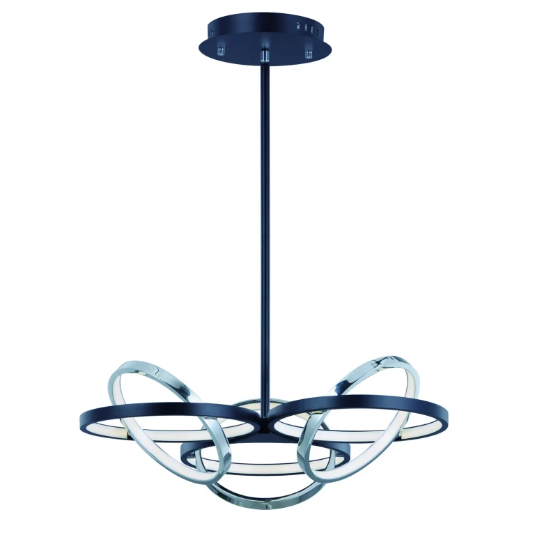Gyro II 6-Light LED Pendant in Black with Polished Chrome