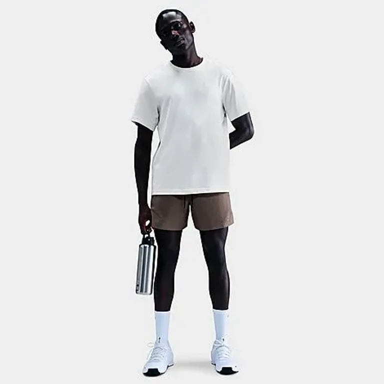 Nike Men's Unlimited Dri-FIT 5" Unlined Versatile Shorts in Cave Stone/Black/Cave Stone Size: XS
