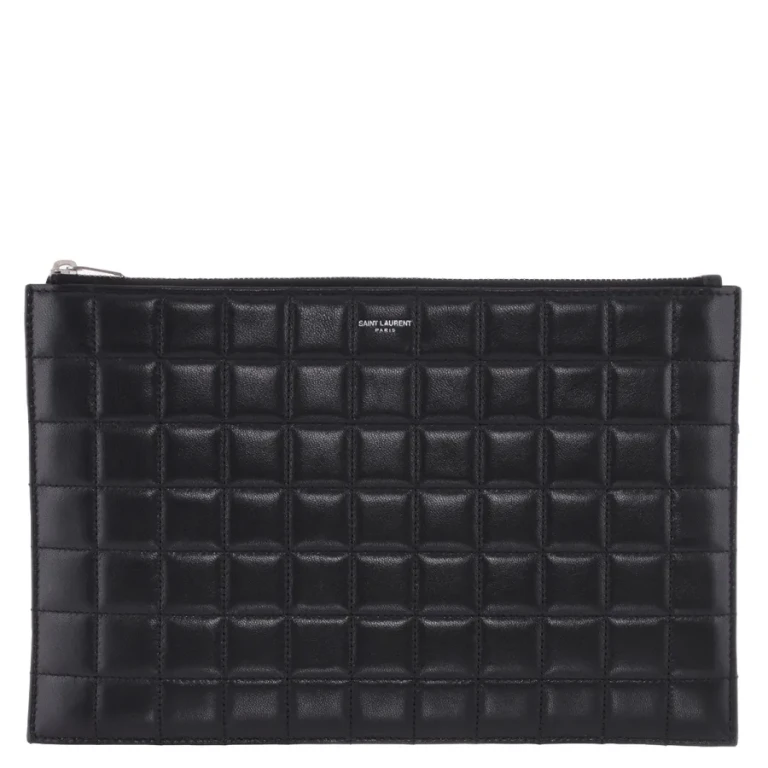 Saint Laurent Quilted Leather Logo Pouch