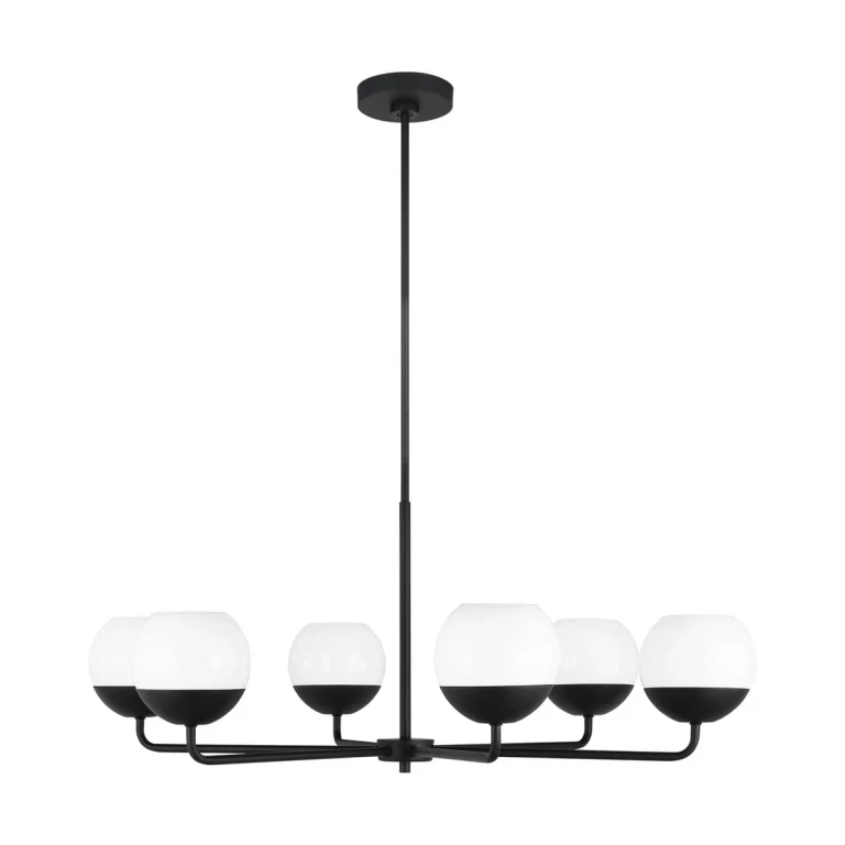 Midnight Black Six Light Chandelier from the Alvin Collection