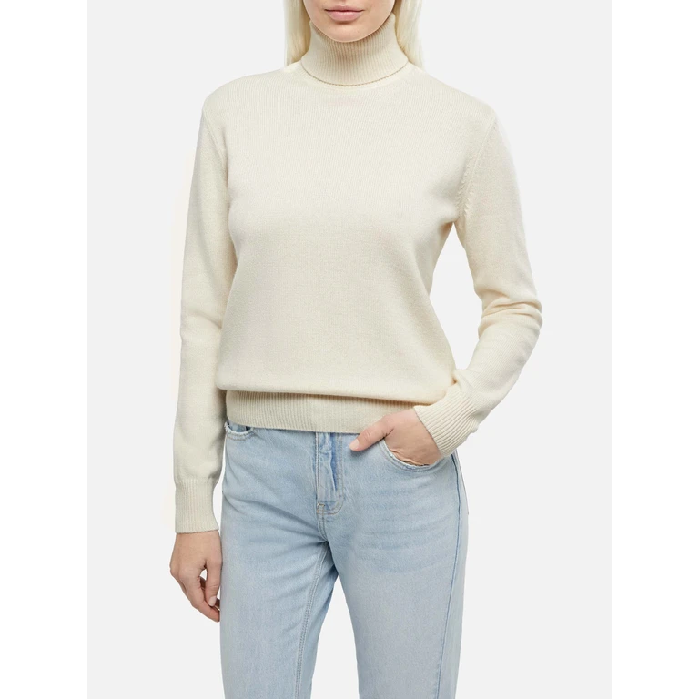 Mc2 Saint Barth White Turtleneck Moody Blended Cashmere - Women