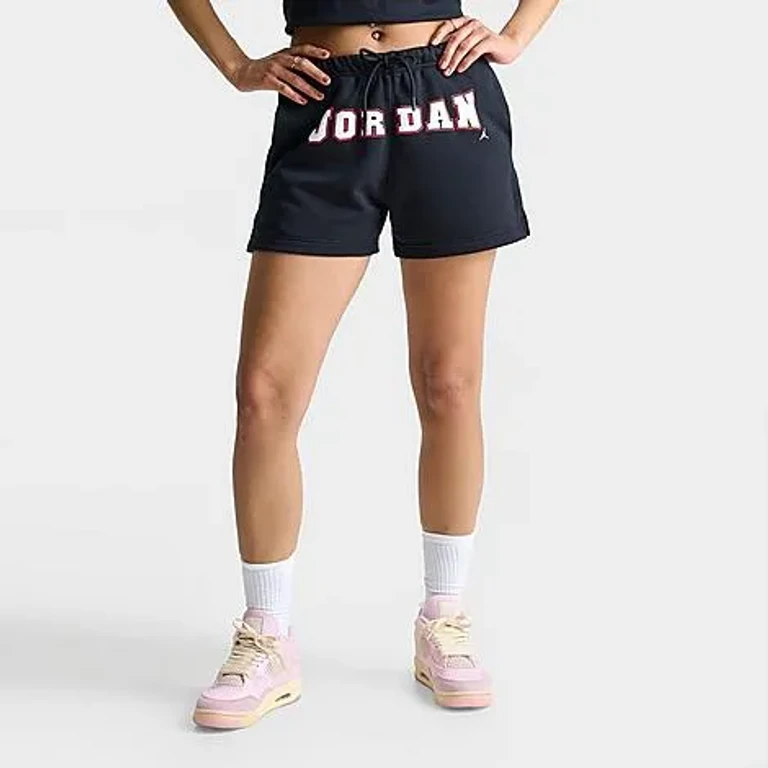 Jordan Women's Brooklyn Fleece Varsity Shorts in Black/White Size: XS