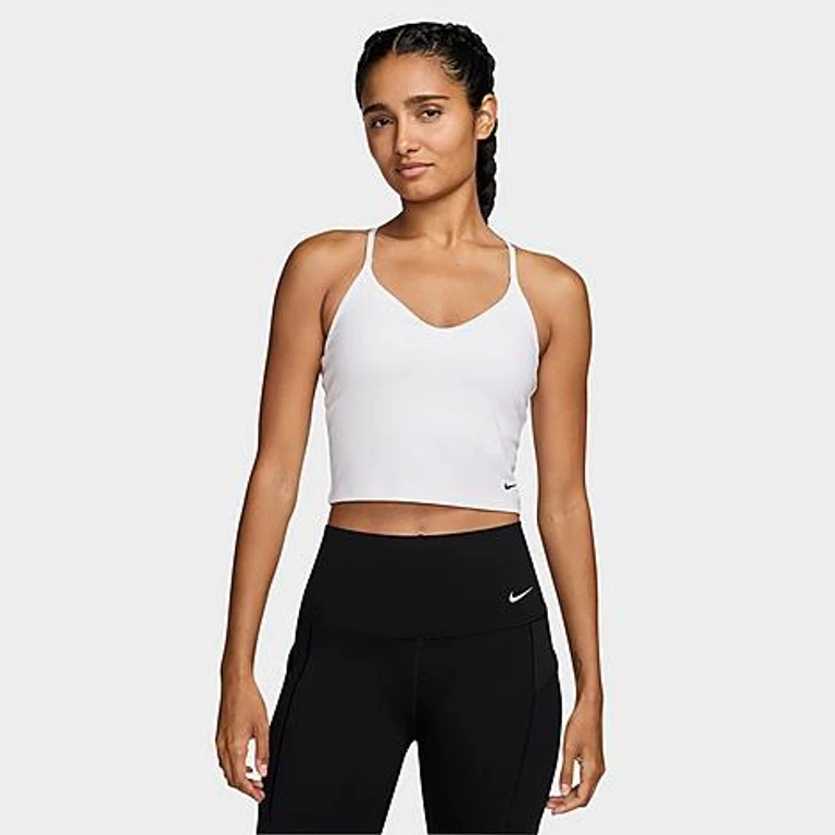 Nike Women's Indy Light-Support Padded Sports Bra Tank in White/Black Size: XXS
