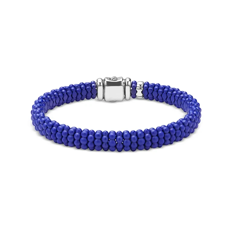Lagos Sterling Silver Blue Caviar Blue Ceramic Beaded Bracelet