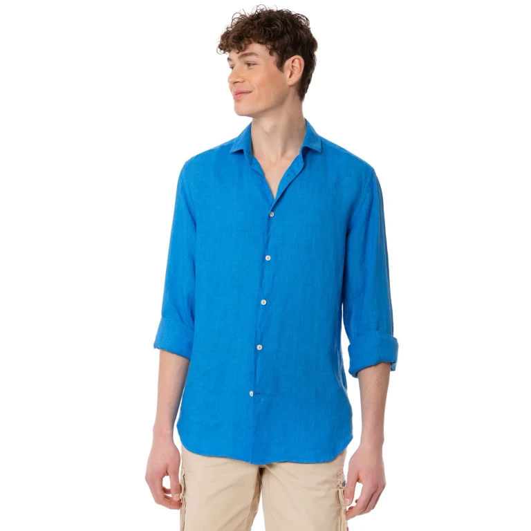 MC2 Saint Barth Pamplona Bluette Linen Shirt