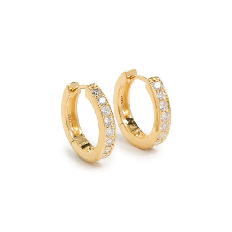 Gwen Beloti CZ Huggie Medium Earrings Gold One Size
