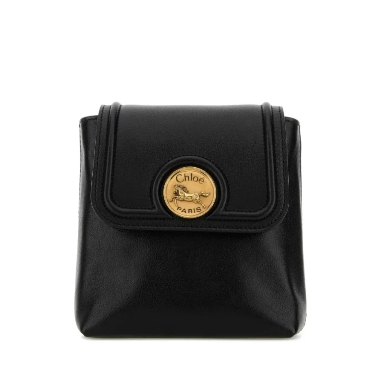 Chloé Black Leather Horse Medal Backpack