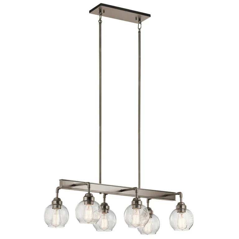 Antique Pewter Six Light Linear Chandelier from the Niles Collection