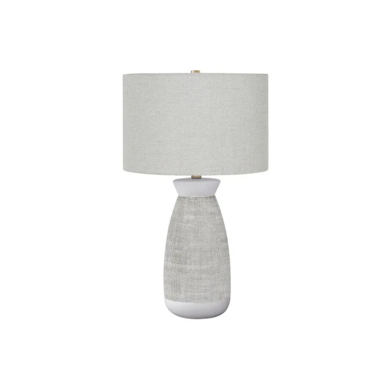 27 Inch White and Gray Ceramic Table Lamp
