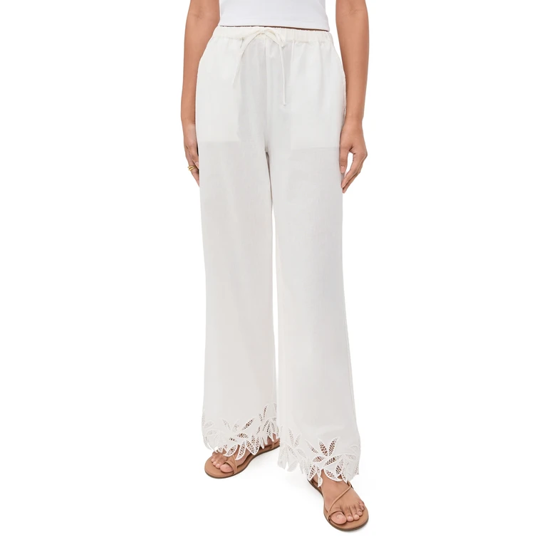 Emmie Pants White Palm Embroidery XL