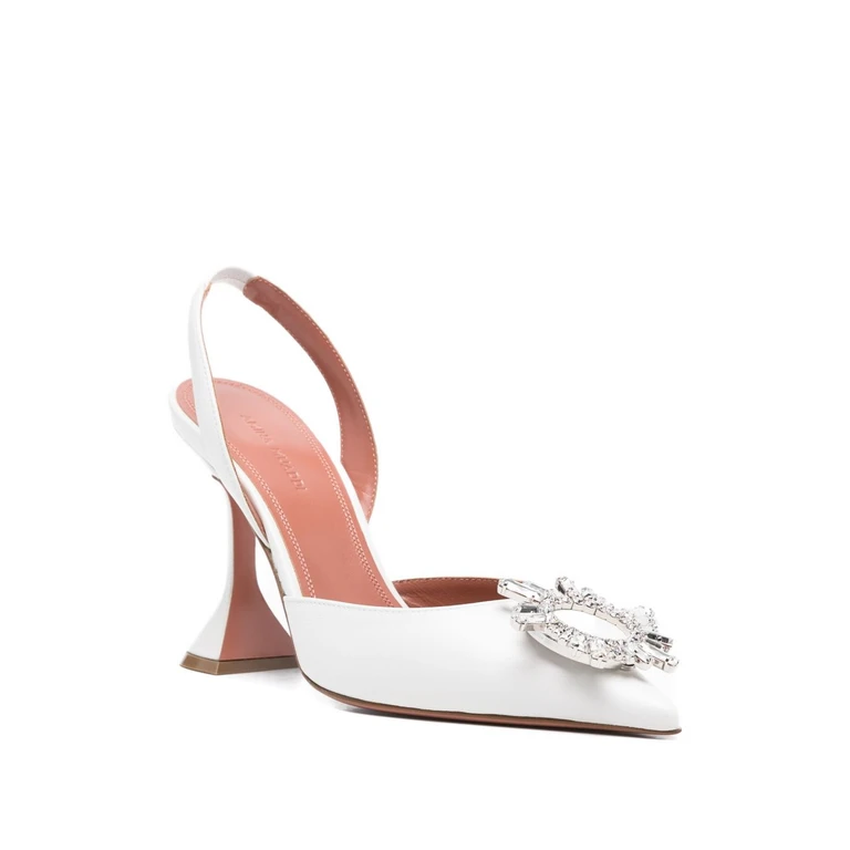 Amina Muaddi With Heel White Lamb Leather - Women