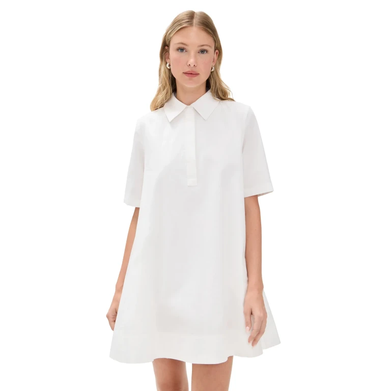 English Factory A-line Short Sleeve Shirt Dress White S