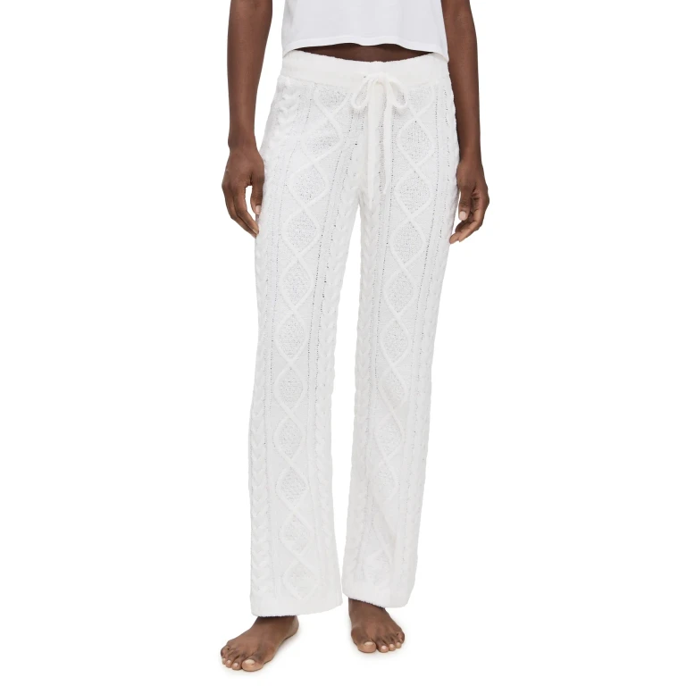 PJ Salvage Cozy Chenille Cable Knit Pants Ivory XL