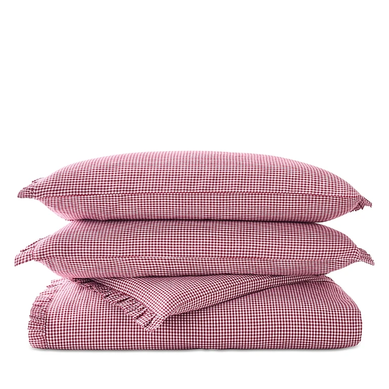 Christy Gingham Ruffle Duvet Cover Set, King California King