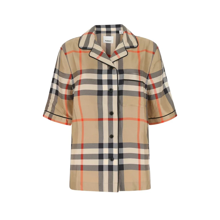 Burberry Printed Satin Shirt A7028 Exterior: Silk Camicie - Women