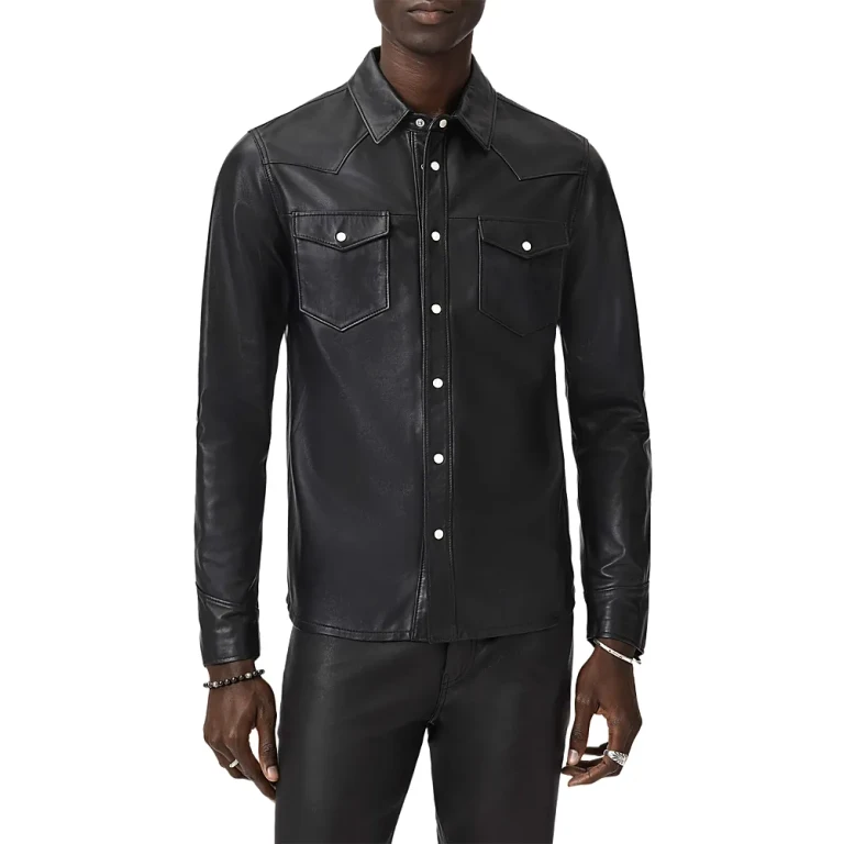 John Varvatos Sage Leather Shirt Jacket