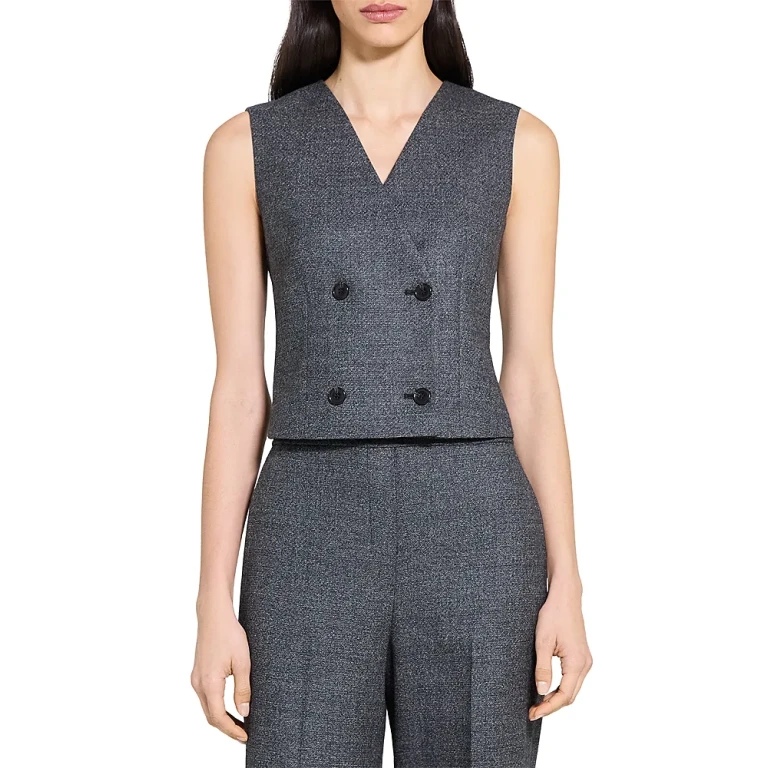 Theory Double Breasted Marled Wool Vest