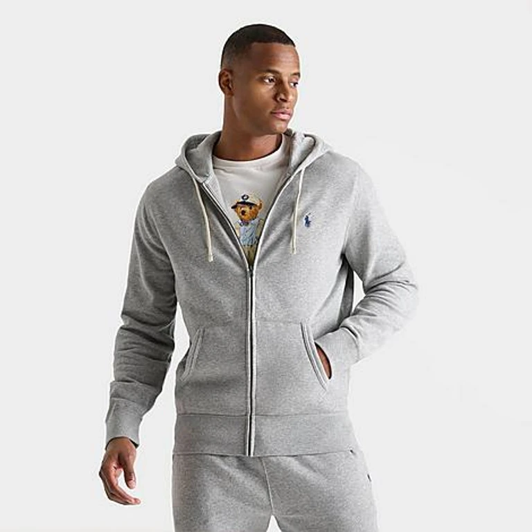 Polo Ralph Lauren Men's Double-Knit Full-Zip Hoodie in Grey Size: Small
