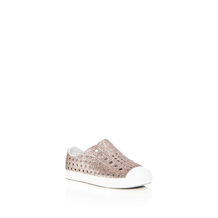 Native Girls' Jefferson Bling Glitter Waterproof Slip On Sneakers - Walker, Toddler, Little Kid