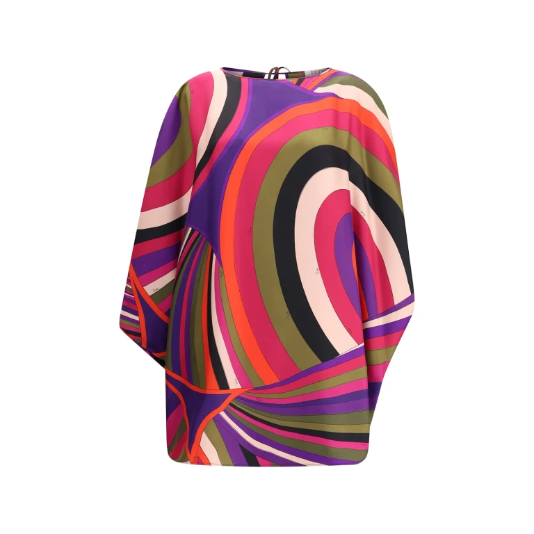 Pucci Short Caftan In Silk With Marmo Print