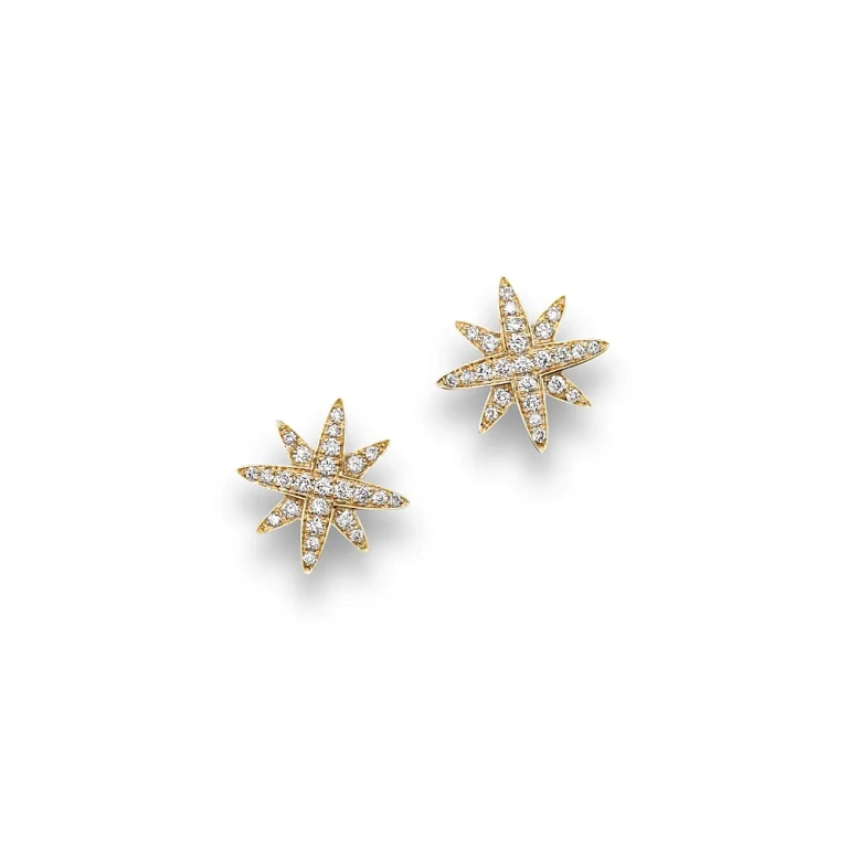 Diamond Starburst Stud Earrings in 14K Yellow Gold, .25 tcw