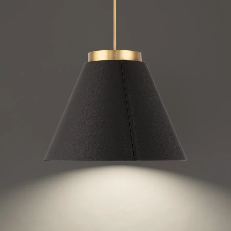 Bentley 1-Light LED Pendant in Black with Aged Brass