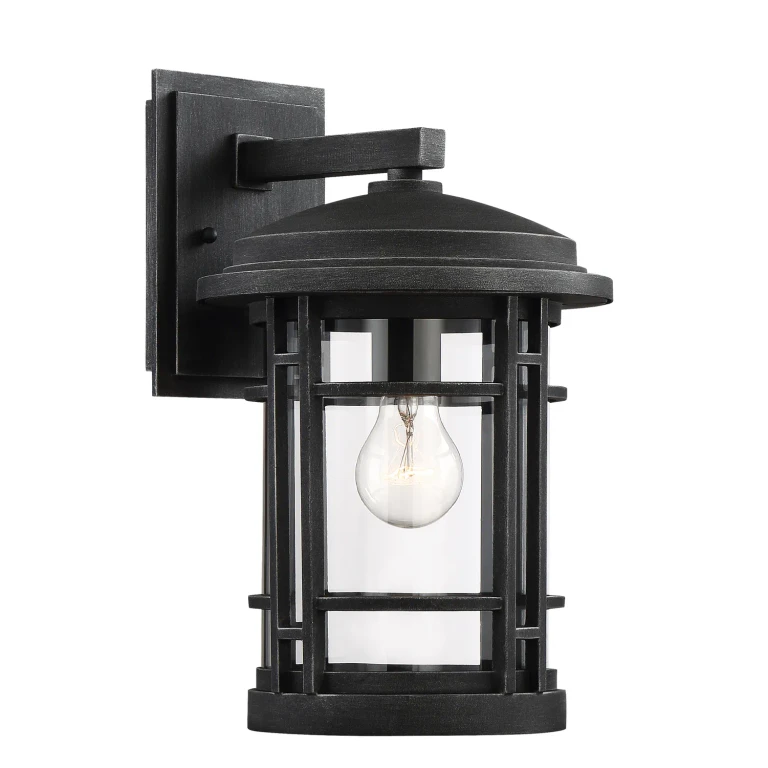 Weathered Pewter One Light Wall Lantern from the Barrister Collection