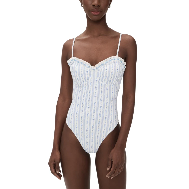 LoveShackFancy Brooksie Swimsuit Starlit Pink M