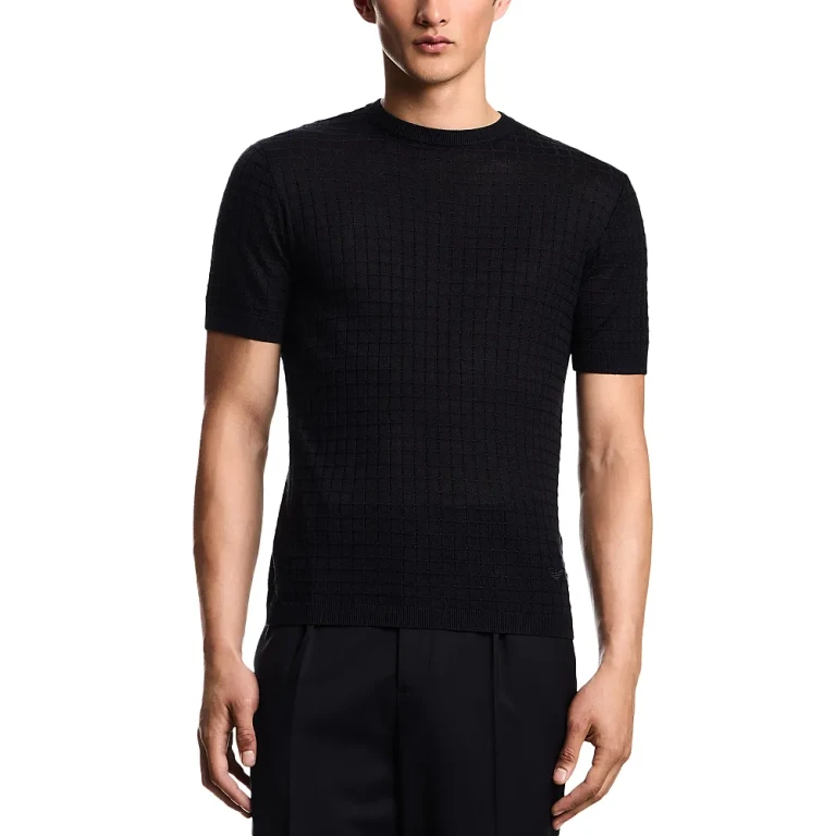 Emporio Armani Geometric Jacquard Motif Short Sleeved Sweater