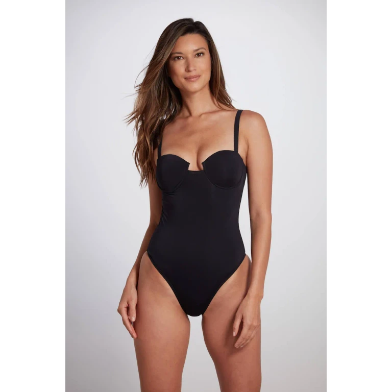 Woman's One Piece Swimsuit with Molded Cups Black