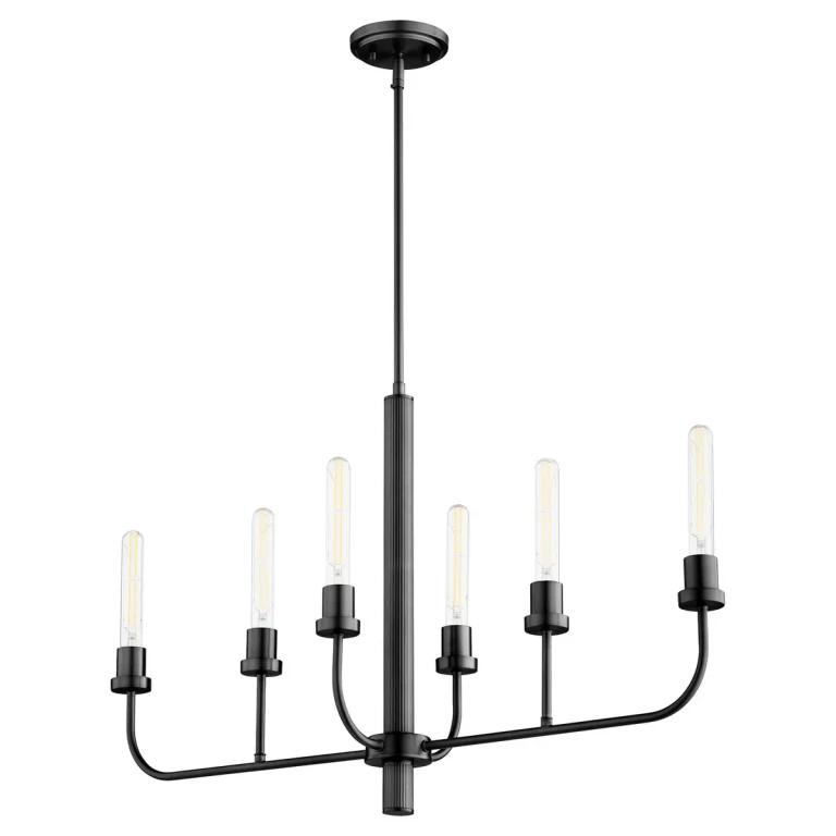 Matte Black Six Light Chandelier from the Sheridan Collection