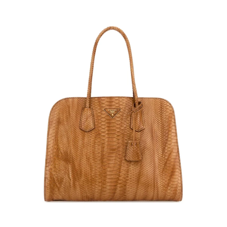 Orange Leather Shopping Bag