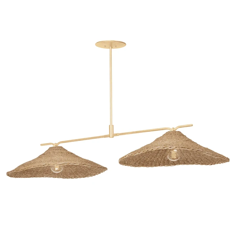 Vintage Gold Leaf Two Light Island Pendant from the Valier Collection