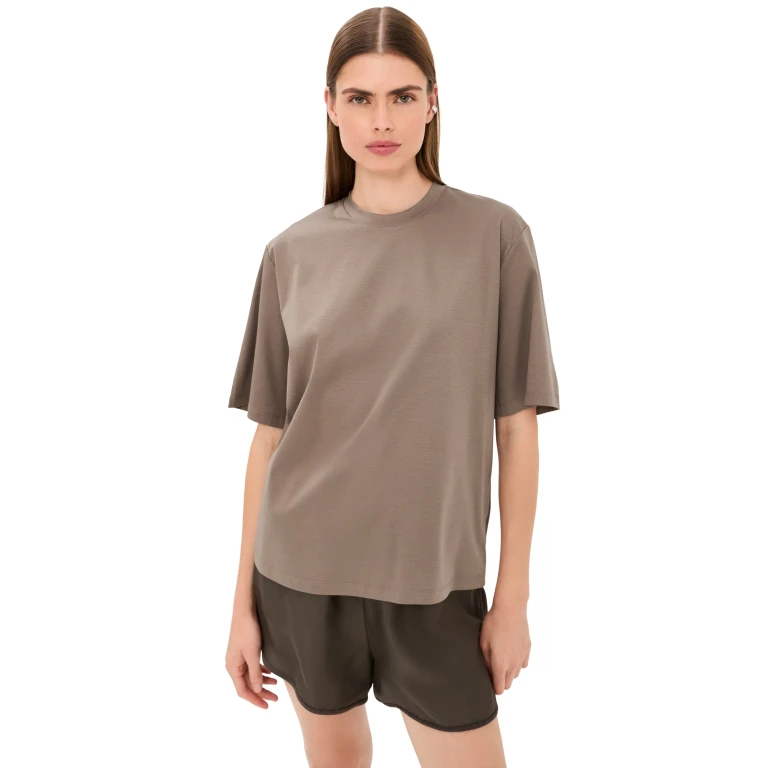 Róhe Oversized Cotton Silk T-Shirt Taupe 38