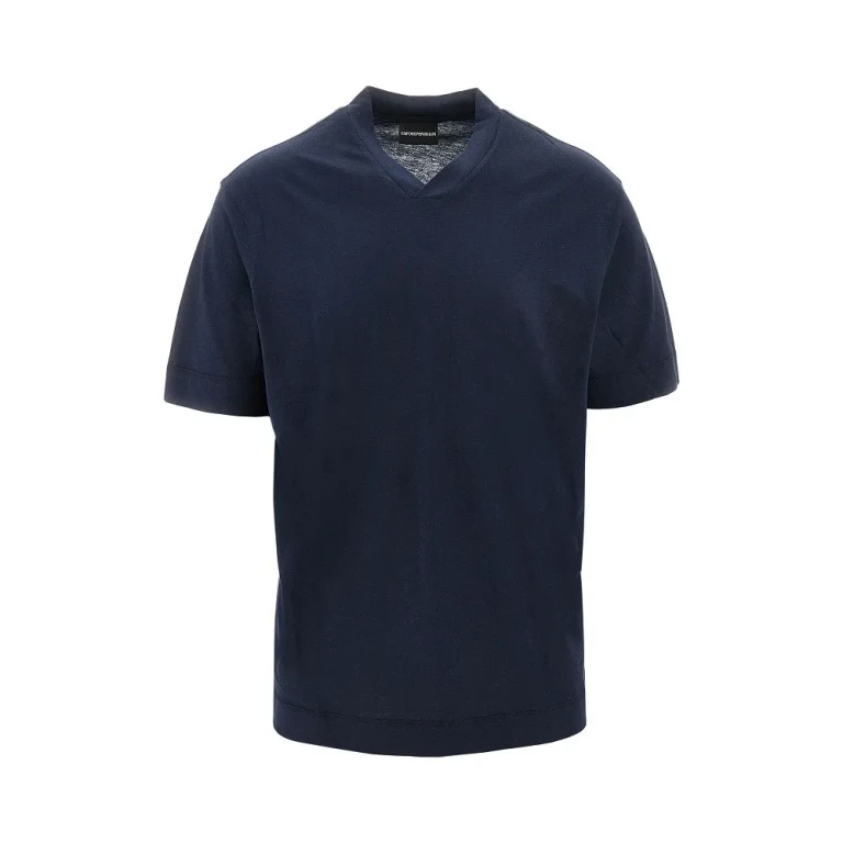 EMPORIO ARMANI Cotton and silk-blend short-sleeved t-shirt Man XL