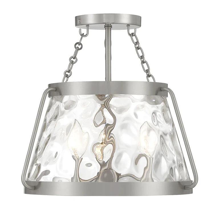 Satin Nickel Three Light Semi-Flush Mount from the Crawford Collection
