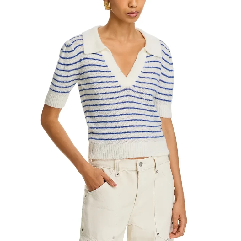Pistola Billie V Neck Polo Crochet Sweater