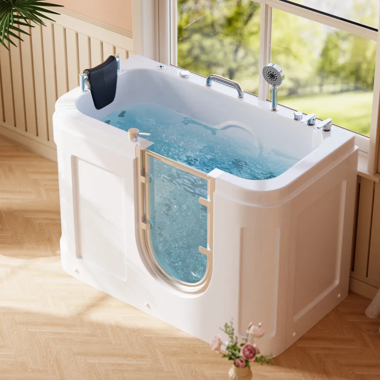 Walk In Tub Built-in Seat Tub Air Jets & Whirlpool Massage Jets with Thermostat Control