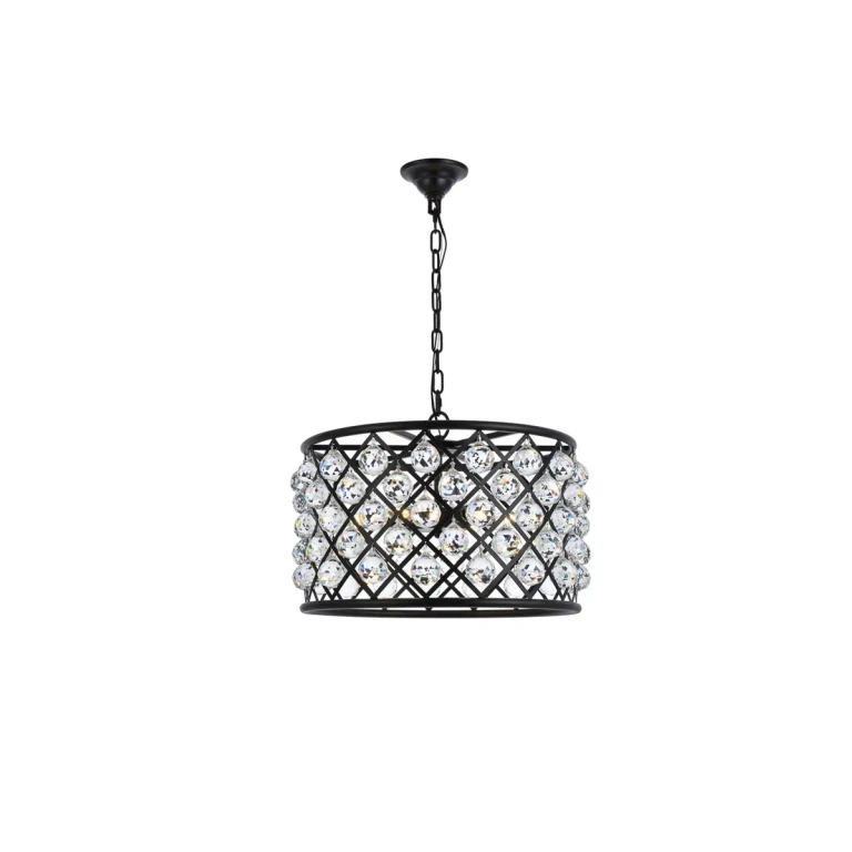 Matte Black Six Light Pendant from the Madison Collection