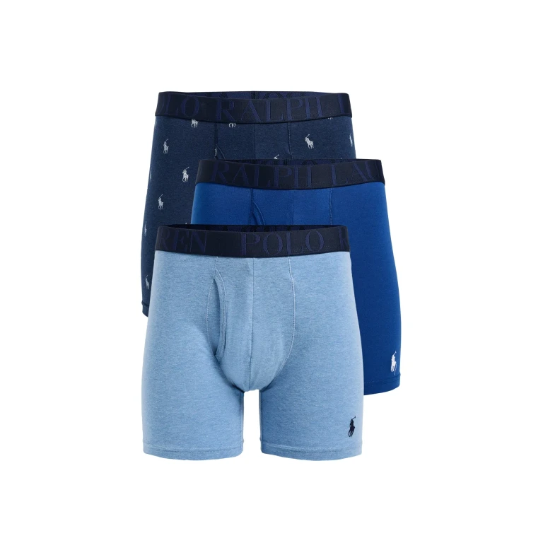 Polo Ralph Lauren Underwear Stretch Classic Fit Boxer Briefs 3 Pack Andover/Charcoal/Polo Black S